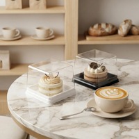 Boîtes à gâteaux transparentes en plastique pour desserts, contenants transparents en PET pour gâteaux, boîte à gâteaux en PET pour café et boulangerie, personnalisables
