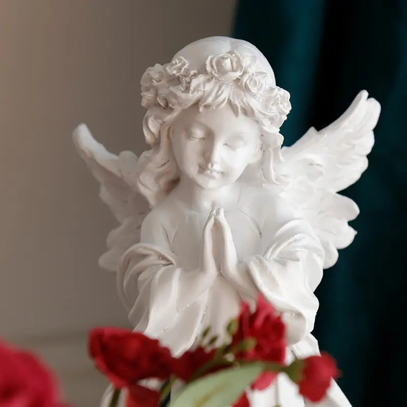 Puur Witte Kleine Cherubijn Beeldje Engelenvleugels Standbeeld Angeles Polyhars Op Maat Gemaakte Handgemaakte Valentijnsdag Europa Volkskunst