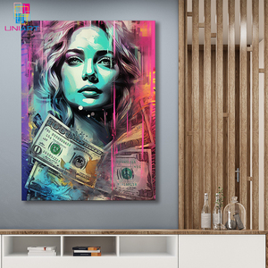 UNIART <span class=keywords><strong>Mi</strong></span> dinero cara arte Banksy moda arte pared arte calle graffiti decoración regalo para amigo gran pared decoración abstracta - Product Image 3