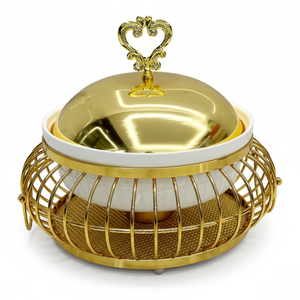 Scaldavivande in ceramica da 2L per buffet, senza fumo, alimentato ad alcol, per hotel e ristoranti, colore oro - Product Image 1