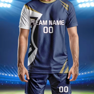 Conjunto de dos piezas de camiseta de manga corta y pantalones cortos personalizados, conjunto de camiseta de fútbol, fábrica de ropa, personalización disponible.F10 - Product Image 1