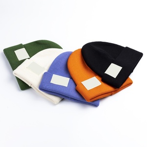 Eco Friendly Environmentally Sustainable Material Woven Label RPET Acrylic Unisex <b>Winter</b> Warm Skull Gorra Beanie Knitted <b>Hats</b> - Product Image 1