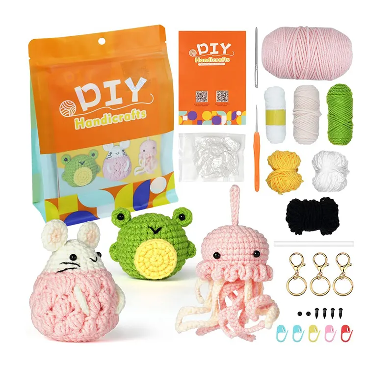 Faites votre propre bricolage Crochet porte-clés jouets en peluche drôle bricolage Crochet Art artisanat Kits pour enfants et adultes