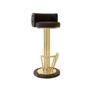 Muebles <span class=keywords><strong>de</strong></span> <span class=keywords><strong>Cocina</strong></span> Modernos, Sencillos y Elegantes <span class=keywords><strong>de</strong></span> Cuero Negro y Acero Inoxidable Dorado con Sillas <span class=keywords><strong>de</strong></span> Bar Giratorias - Product Image 2