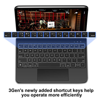 Étui clavier sans fil pliable en cuir PU Laudtec pour tablette Tab S9+ 12,4 pouces, rétroéclairage 7-RGB, protection intégrale, magnétique