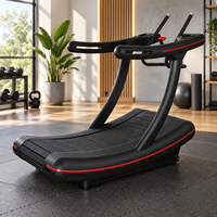 Tapis roulant manuel incurvé commercial K-FIT GS-648 avec double amortissement et porte-gobelet pour salle de sport et maison, idéal pour brûler les graisses
