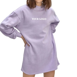 Sweat-shirts personnalisés pour femmes, tendance, imprimé animal, en tissu éponge 100% coton, logo sur le devant, col rond, coupe ample, couleur lavande - Product Image 1