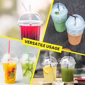 Couvercle en plastique transparent à dôme plat jetable en PET 117 115 105 98 mm de diamètre pour emballage de bouteilles et gobelets de boissons et soupes - Product Image 2