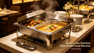 Calentador de Comida Eléctrico Cuadrado de Acero Inoxidable para Buffet, con Control de Temperatura, Equipo de Catering Reforzado para Fiestas y Hoteles - Product Image 6