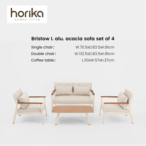 طقم أريكة خارجية فاخرة للفنادق والمنتجعات، مصنوعة من الألومنيوم مع وسائد مقاومة للماء، تصميم عصري لحدائق الأثاث الخارجي - Product Image 2