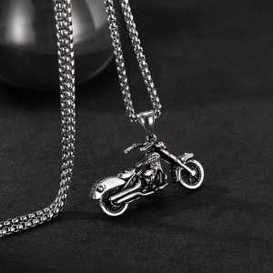 European and American personalized necklace men's stainless steel hip-hop trend punk style motorcycle <b>titanium</b> steel necklace - Product Image 3