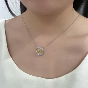 925สร้อยคอหินเงินสเตอร์ลิงสีเหลืองจี้เพทาย CZ สำหรับสร้อยคอ - Product Image 4