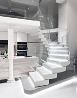 VIKO-Escalier en colimaçon incurvé de style blanc pur pour l'intérieur, de haute qualité, très vendu