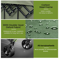 Chariot de transport pliable robuste en acier à haute teneur en carbone avec roues pivotantes extra-larges pour le camping, la cuisine en plein air et la pêche