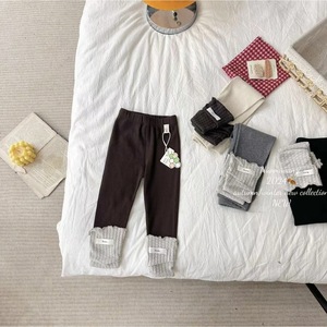 Tongxingyuan <b>Girls</b> Patchwork <b>Leggings</b> Gray Black Apricot Cotton Knitted Spring Autumn Pants - Product Image 3