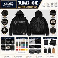 Sweat-shirt à capuche noir personnalisé pour homme avec motif étoile textuel gothique, ourlet côtelé rayé, style streetwear, fourniture OEM ODM
