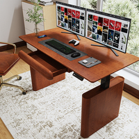 Bureau assis-debout modulaire à double moteur en bois massif résistant aux rayures, montage facile, hauteur réglable électriquement, ergonomique