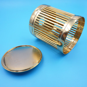 <b>Gold</b> Plated Metal <b>Pen</b> Holder Round Alloy Craft Gift For Business Use - Product Image 2