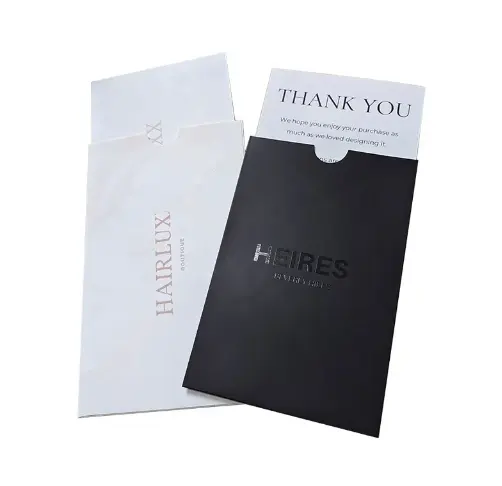 Özel UV logo siyah hediye kartı açık kağıt kol zarflar ambalaj kartvizit broşür tutucu