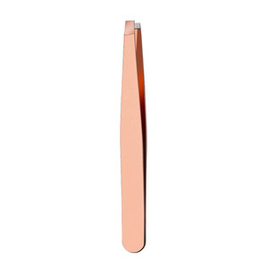 Rose Gold Slant Stainless Steel Eyebrow Tweezers 10mm Smooth Tip Anti Static Perfect Grip Brow Hair <b>Removal</b> <b>Tool</b> - Product Image 1
