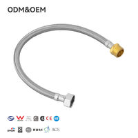Tuyau de toilette flexible moderne en acier inoxydable tressé FANSKI, connecteur d'alimentation en eau 1/4 po femelle x 1/2 po mâle