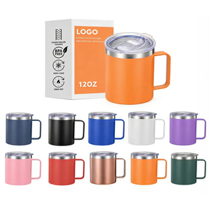 Mug en acier inoxydable personnalisé avec logo, couvercle et poignée, 12 oz, 14 oz, vaisselle de voyage, camping, cadeaux d'entreprise, vente en gros d'usine - Product Image 2