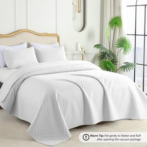 Lightweight White Quilt <b>Bedspread</b> Ultrasonic Chevron Pattern Light Coverlet for All Season Comforter Bedding Decor - Product Image 2