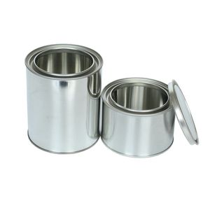 Tapa de palanca de lata redonda de metal vacía, bote de pintura lisa, para vela de cera adhesiva, 1 litro