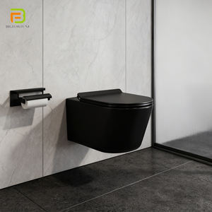 <span class=keywords><strong>WC</strong></span> <span class=keywords><strong>suspendu</strong></span> rond en porcelaine Big Fortune, noir, <span class=keywords><strong>WC</strong></span> <span class=keywords><strong>suspendu</strong></span> flottant, <span class=keywords><strong>WC</strong></span> en céramique avec siphon mural - Product Image 1