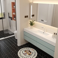 Ensemble de meubles de salle de bain ODM avec coiffeuse et vasque, doté d'un lavabo en granit et en céramique, pour la salle de bain