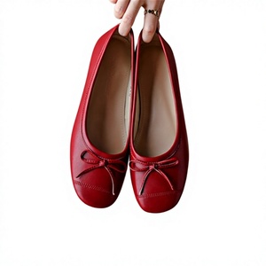 Eleganti <span class=keywords><strong>Ballerine</strong></span> da <span class=keywords><strong>Donna</strong></span> con Fiocco, Tomaia Morbida in PU, Punta Rotonda, Comode da Infilare, Suola in Gomma, Rosso di Tendenza - Product Image 1