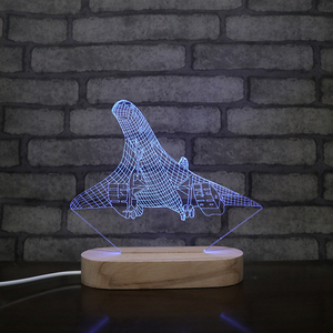 Luz led nocturna de madera <span class=keywords><strong>3d</strong></span> para niños, lámpara de regalo con base de madera y acrílico - Product Image 5