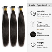Extensiones de Cabello I-Tip 100% Virgen Natural al por Mayor, Queratina Italiana, Fusión en Frío, Microlinks, Doble Trama, Cabello Humano de Proveedor
