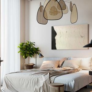 Série de portraits modernes en noir et blanc neutres, toile encadrée, œuvre d'art peinte à la main, décoration intérieure pour la maison et l'hôtel - Product Image 1