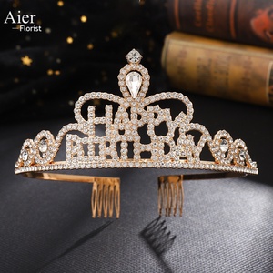 Aierflorist Hermosa Corona '<span class=keywords><strong>Feliz</strong></span> Cumpleaños' para Fiesta de Cumpleaños <span class=keywords><strong>y</strong></span> Accesorio para el Cabello, Banda para el Cabello para Ramo de Flores - Product Image 2