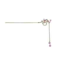Épingle à cheveux à pompon style petite fée antique, en alliage classique, pour coiffure nationale, style Cheongsam, à fixation progressive
