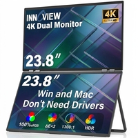 Monitor Portátil Dual de 23.8 Pulgadas 4K 60Hz QHD, Pantalla Extensible Plegable para Laptop, MacBook, Windows, Escritorio, Gaming, Edición Pro