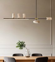 Luminaire suspendu en pierre naturelle rétro jaune travertin pour îlot de cuisine, style Wabi-sabi, lustre linéaire pour salle de bricolage, bar, salle à manger