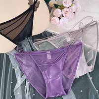 Culotte sexy taille basse pour femme en satin et résille, avec nœud décoratif et découpes, douce, agréable pour la peau, séchage rapide et respirante