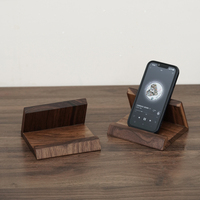 Support multifonctionnel en bois de noyer brun massif à un seul niveau pour tablette et smartphone, support d'affichage stable pour bureau, salon TN