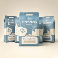 Pochette pour litière pour chat personnalisée, imprimée en flexographie, imperméable, résistante à l'humidité, recyclable, robuste, à fond plat avec poignée