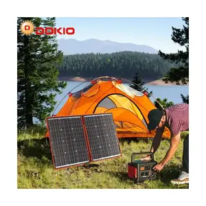 Dokio panel surya hitam fleksibel, 100 W (55W x 2 buah) 18V Tiongkok dapat dilipat pengontrol 12 Volt 100 Watt