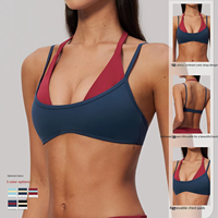 Soutien-gorge de sport deux-en-un personnalisé avec logo pour femme, double couche, en tissu nylon brossé, pour entraînement et yoga, vêtements de fitness et de yoga OEM/ODM