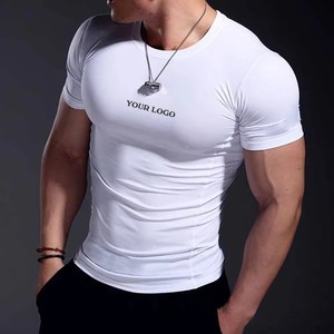 Athletic Workout <b>Compression</b> <b>Shirt</b>, Custom Short Sleeve Solid Tee, Quick Dry Breathable Slim Fit for Men Gym Running Training - Product Image 3