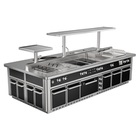 Équipement de cuisine hôtelière, îlot de cuisson, station de restauration en acier inoxydable, cuisinières à gaz, induction, électriques, solutions personnalisées