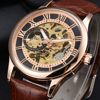 Montre mécanique analogique LONGLUX pour homme, cadran romain gradué, 41 mm, verre, étanche, alliage, cuir, tendance, spécial export