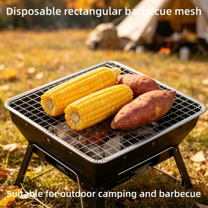 Opvouwbare roestvrijstalen BBQ-grillrooster van draadgaas, rond rechthoekig <span class=keywords><strong>set</strong></span> voor kamperen, houtskoolroker, gas, draagbaar rek - Product Image 5