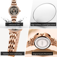Montre à quartz pour femme Olevs5508, luxe moderne, bracelet en acier inoxydable, résistante à l'eau 3BAR, cadran à aiguilles lumineuses, fermoir pliant