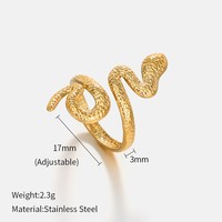Wasserdichter Schmuck Snake Open Ring Vergoldeter Edelstahl Trendy Opp Bag Damen OEM ODM Verlobung ringe für Damen 6St