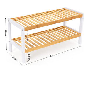 Bamboo Double Layer <b>Shoe</b> Rack 2nd Floor <b>Space</b> <b>Saving</b> <b>Storage</b> For Living Room Bedroom Balcony Modern Minimalist Design - Product Image 5